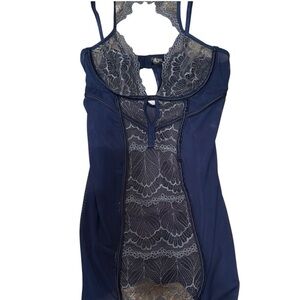 Elegant Blue and Gray Lace Lingerie